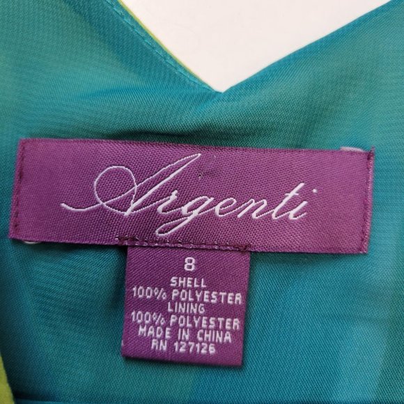 Argenti New York Green Blue Sleeveless Accordion Flare Dress - New - Picture 7 of 16